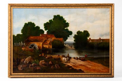 19th century school.
Country landscape, oil...