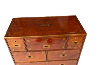 Mahogany and mahogany veneer scriban or naval...