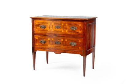 Petite commode en bois de placage et décor...