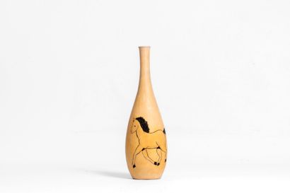 Ceramic vase with horse design. Signed on...