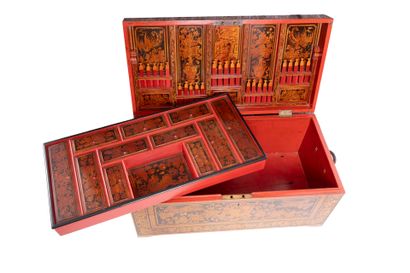 ASIA.
Lacquered wood chest decorated with...