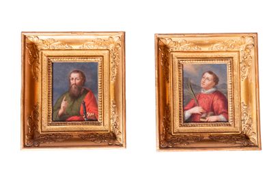 École du XVIIIème siècle.
Portraits de Saint...