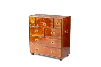 Mahogany and mahogany veneer scriban or naval...