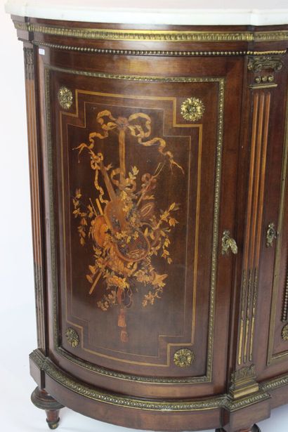 GROS PARIS. 
Inlaid wood cabinet with geometric...