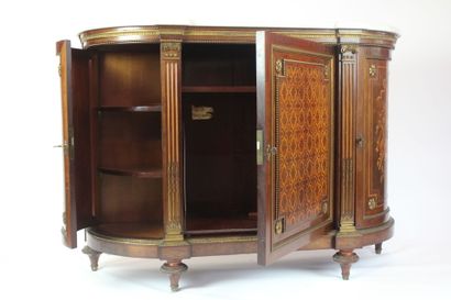 GROS PARIS. 
Inlaid wood cabinet with geometric...