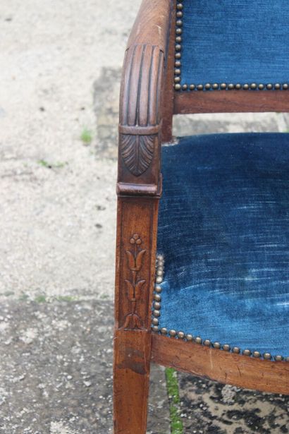 Pair of molded and carved wood armchairs...