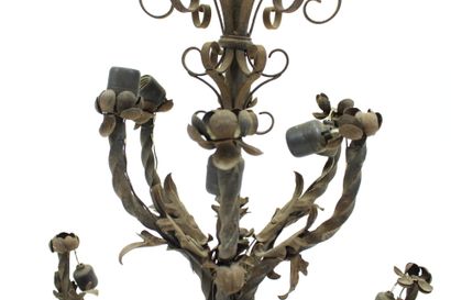 Large wrought-iron chandelier with twelve...