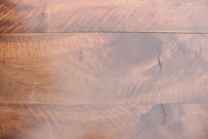 Round walnut table with extension system,...