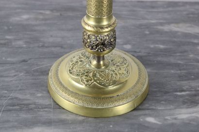 Pair of chased and gilt bronze candlesticks...