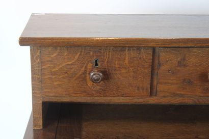 Natural wood desk opening with 3 drawers...