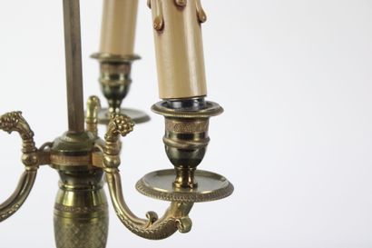 Bronze hot-water bottle lamp with painted...