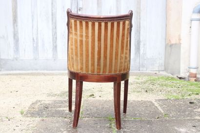 Set of two armchairs and two chairs in mahogany...