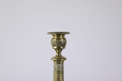 Pair of chased and gilt bronze candlesticks...