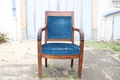 Pair of molded and carved wood armchairs...