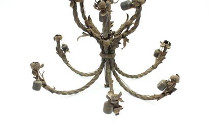 Large wrought-iron chandelier with twelve...