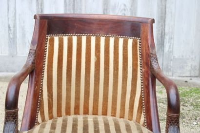 Set of two armchairs and two chairs in mahogany...