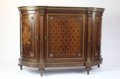 GROS PARIS. 
Inlaid wood cabinet with geometric...