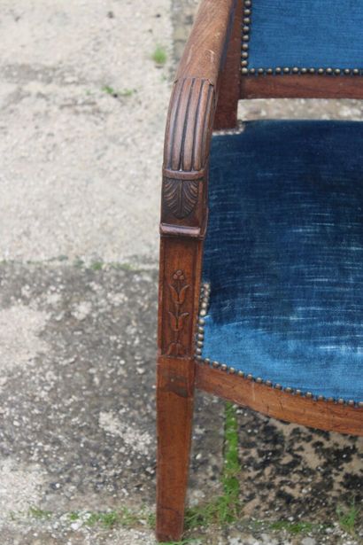 Pair of molded and carved wood armchairs...