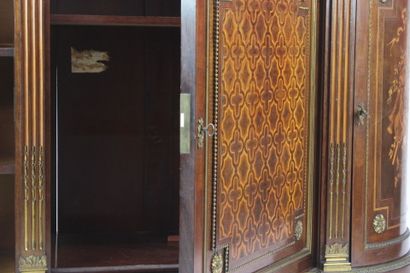 GROS PARIS. 
Inlaid wood cabinet with geometric...
