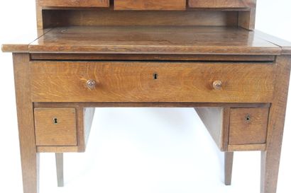 Natural wood desk opening with 3 drawers...
