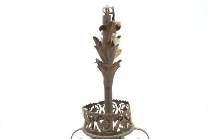 Large wrought-iron chandelier with twelve...
