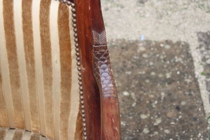 Set of two armchairs and two chairs in mahogany...