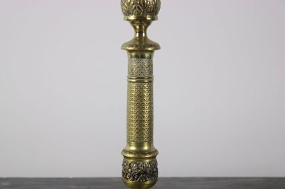 Pair of chased and gilt bronze candlesticks...