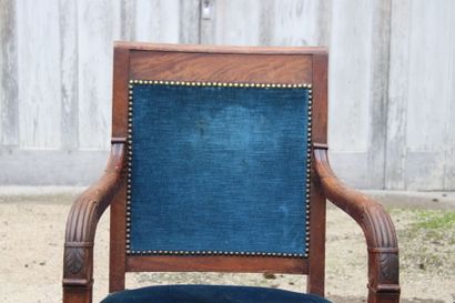 Pair of molded and carved wood armchairs...