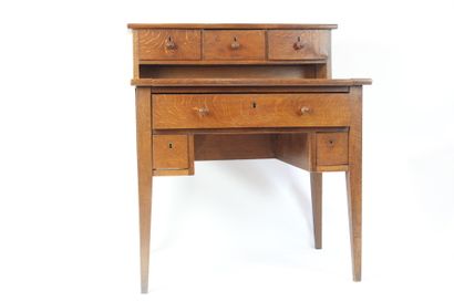 Natural wood desk opening with 3 drawers...