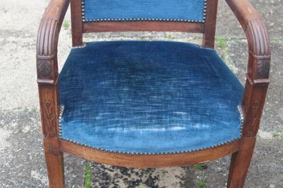 Pair of molded and carved wood armchairs...