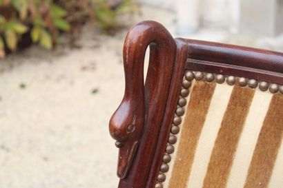Set of two armchairs and two chairs in mahogany...