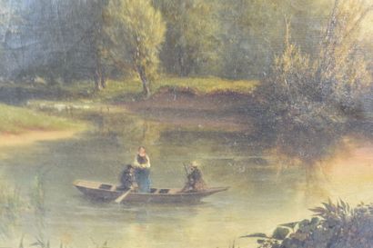 Paul MALLARD (Born 1809).
Lake landscape,...