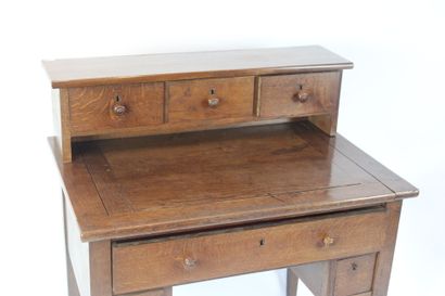 Natural wood desk opening with 3 drawers...