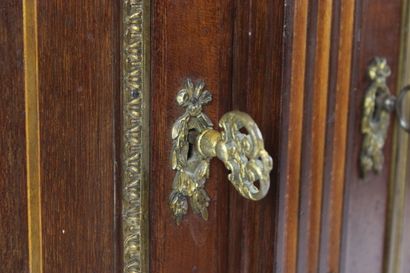 GROS PARIS. 
Inlaid wood cabinet with geometric...