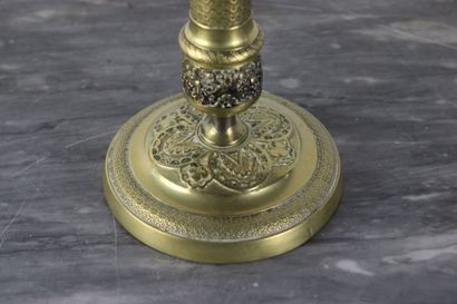 Pair of chased and gilt bronze candlesticks...