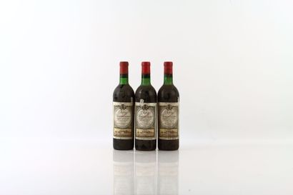 3 bouteilles de MARGAUX 1970 du Château RAUZAN-GASSIES,...