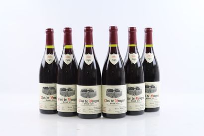6 bouteilles de CLOS DE VOUGEOT 2002 du Domaine...
