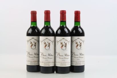 4 bouteilles de PAUILLAC 1986 du Château...