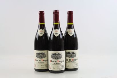 3 bouteilles de CLOS DE VOUGEOT 2001 du Domaine...