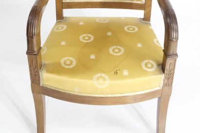 Pair of straight-back armchairs in natural...