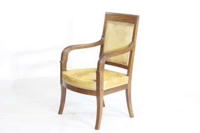 Pair of straight-back armchairs in natural...