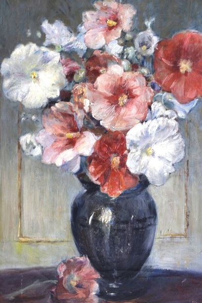 Ecole française XXe. 
Nature morte au bouquet...