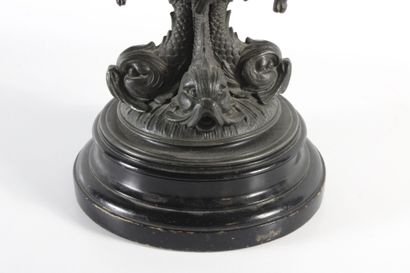 Covered Medici vase in black patina bronze,...