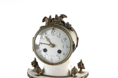 Portico clock in white marble with ormolu...