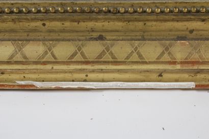 Gilded and carved wood mirror with pearl...