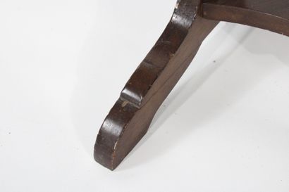 Oak kidney-shaped table opening with two...