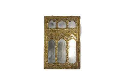 Framed mirror, carved and gilded wood imitating...