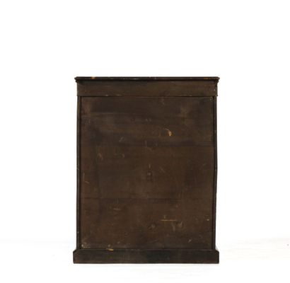 Walnut display case opening with a front...