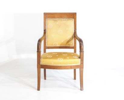 Pair of straight-back armchairs in natural...