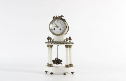 Portico clock in white marble with ormolu...